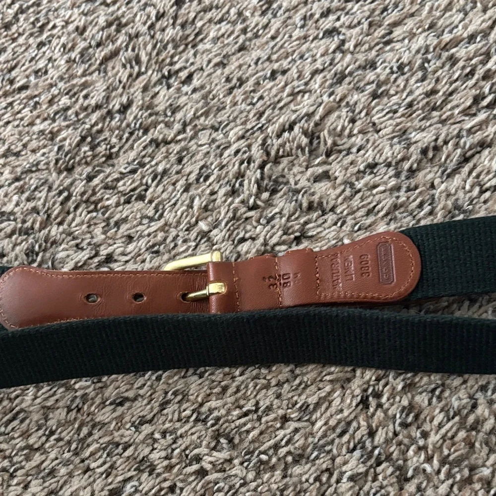 Vintage 1980s Coach Forest Green and Brown Women's Linen Belt